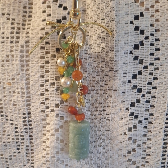 Gemstone And Gold Keychain/Handbag Charm - Picture 10 of 10